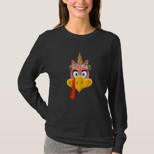 Womens Turkey Face girl flower crown unicorn thank T-Shirt