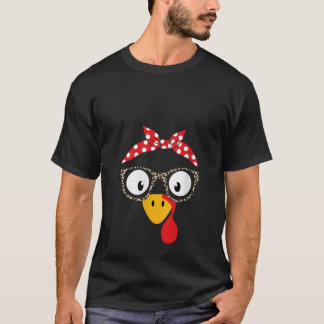 Womens Turkey woman or girl with leopard glasses f T-Shirt