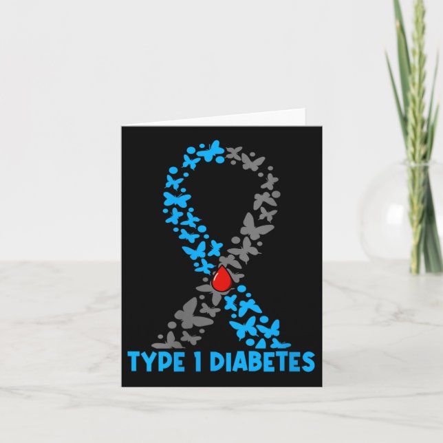 Womens Type 1 Diabetes V-neck  Card (Front)