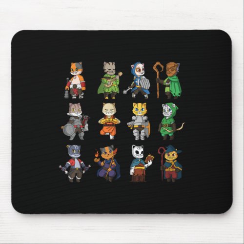 Womens Types Of Cats Rpg Gaming Funny Nerdy Geeky  Mouse Pad