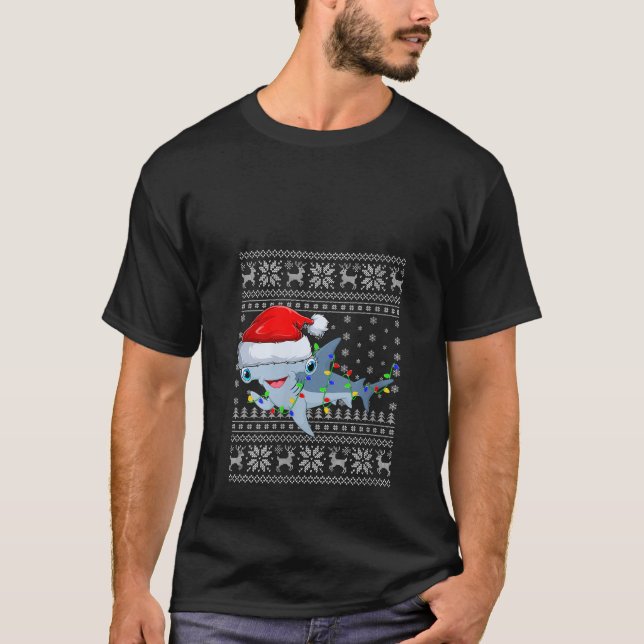 Womens Ugly Sweater Xmas Lights Santa Hammerhead S (Front)