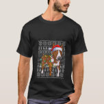 Womens Ugly Xmas Lighting Santa Hat Rat Terrier Do T-Shirt