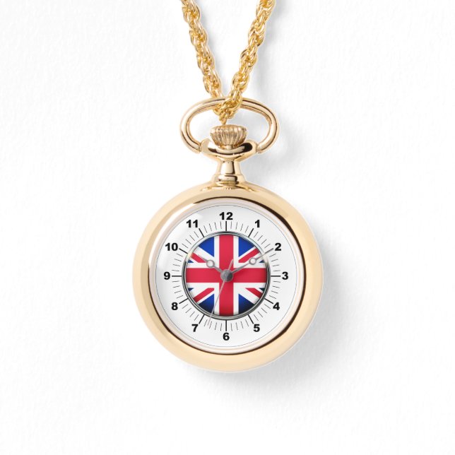 Women's UK Flag Wraparound Gold Watch (Front)