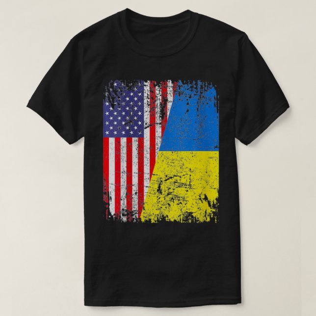 Womens Ukraine  Ukrainian American Flag Tshirt Sup (Design Front)