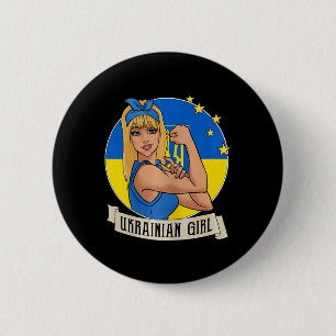 Womens Ukrainian Girl Ukraine Flag Merchandise Ukr Button