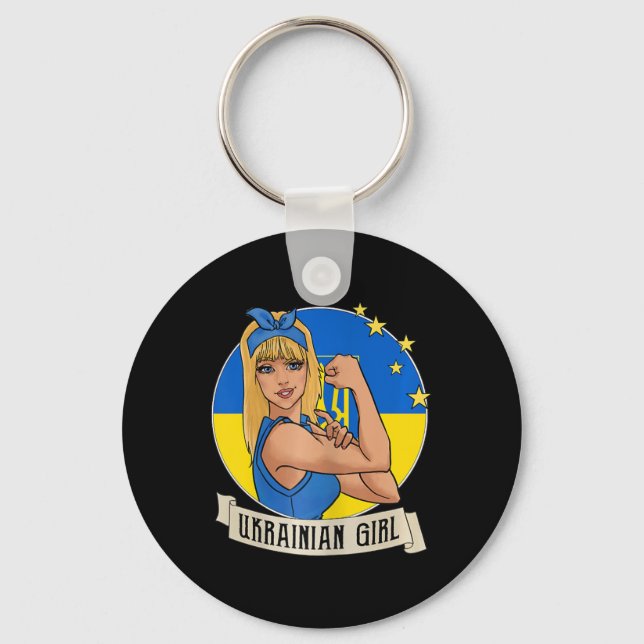 Womens Ukrainian Girl Ukraine Flag Merchandise Ukr Keychain (Front)