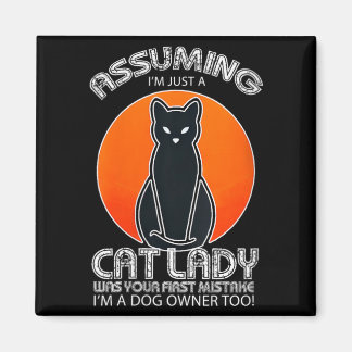 Womens Uming Cat Lady Halloween _ Dog And Black Magnet