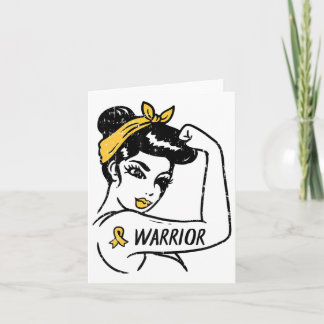 Womens Unbreakable Warrior Childhood Cancer Ribbon Card