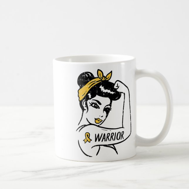 Womens Unbreakable Warrior Childhood Cancer Ribbon Coffee Mug (Right)