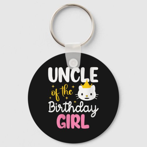 Womens Uncle Of The Birthday Girl Cat Kitty Prince Keychain