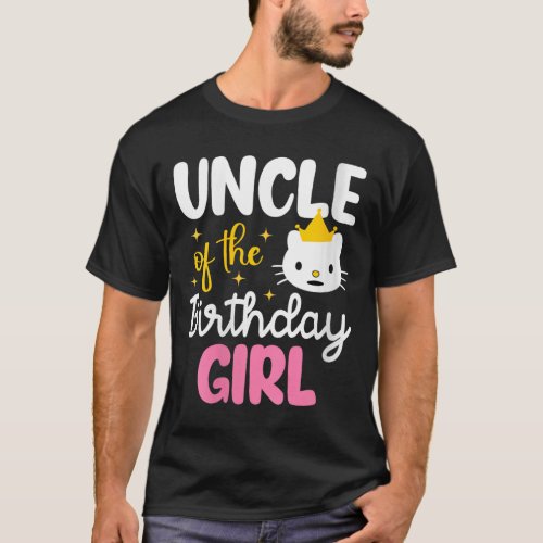 Womens Uncle Of The Birthday Girl Cat Kitty Prince T_Shirt