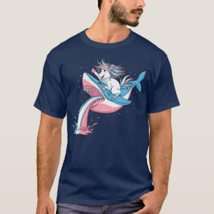 Womens Unicorn Riding Trans Pride Shark Transgende T-Shirt