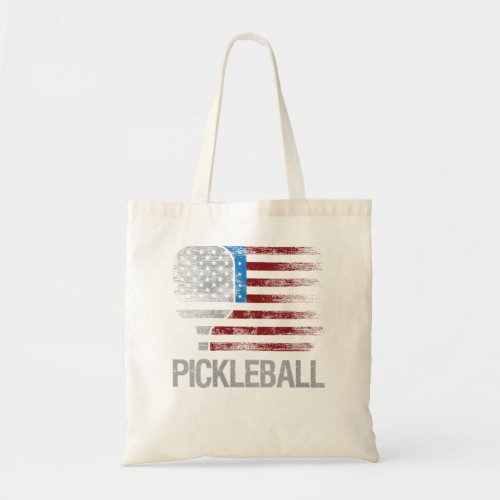 Womens US Flag Pickleball Player Paddleball Lover  Tote Bag