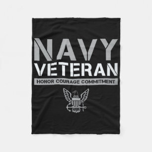 Womens Us Navy - Veteran Honor Courage Commitment Fleece Blanket