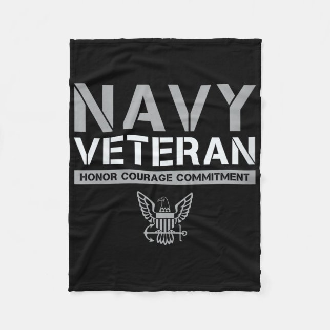 Womens Us Navy - Veteran Honor Courage Commitment  Fleece Blanket (Front)