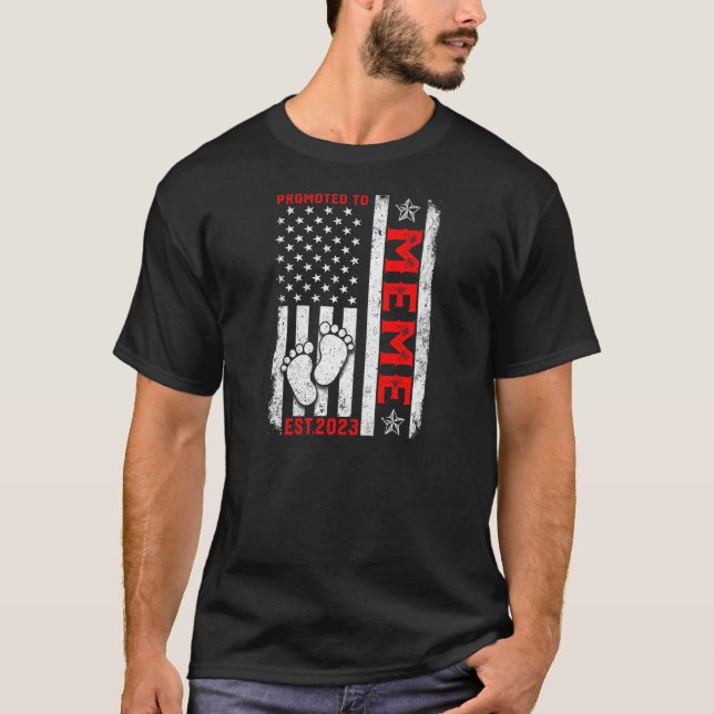 Womens Usa Flag Promoted To Meme Est 2023 Women Fa T-Shirt (Front)