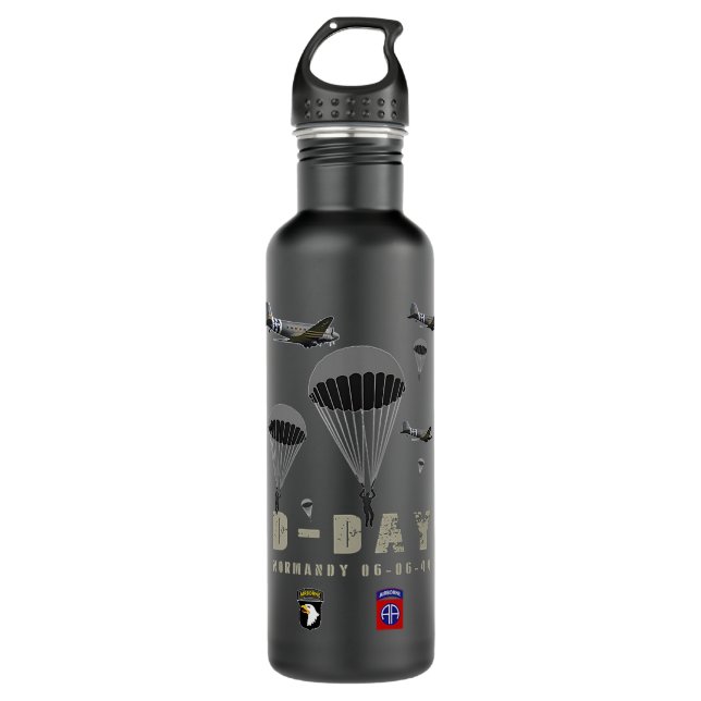 Womens USA Paratroopers D-Day WWII Normandy 82nd 1 Stainless Steel Water Bottle (Front)