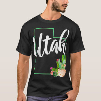 Womens Utah Pride State Map Cactus Vintage Utah T-Shirt