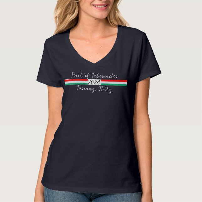Women's V-Neck Feast of Tabernacles Italy tee (Front)