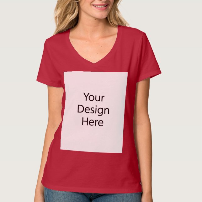 Women's V-Neck T-Shirt Deep Red (Front)