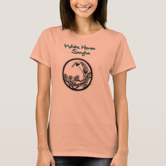 Women's v-neck White Heron Sangha TShirt (Front)