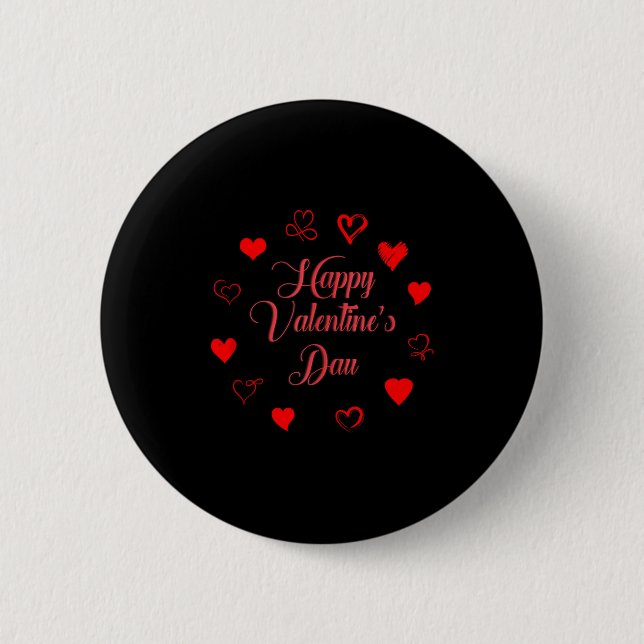 Womens Valentine's Day Love Heart Printed Casual G Button (Front)