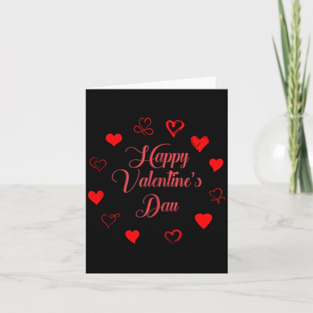 Womens Valentine's Day Love Heart Printed Casual G Card (Front)