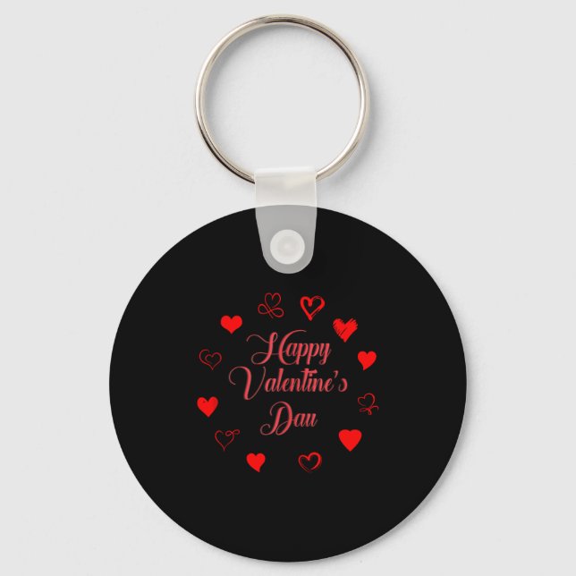 Womens Valentine's Day Love Heart Printed Casual G Keychain (Front)