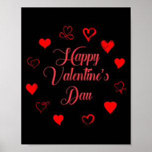 Womens Valentine's Day Love Heart Printed Casual G Poster