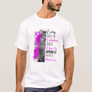 Womens Valentines Day Maine Coon Cat Mama Mother F T-Shirt