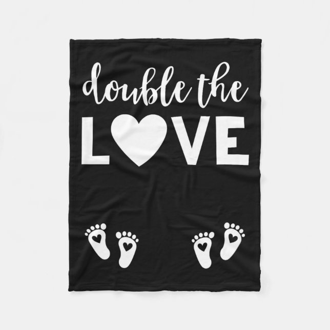 Womens Valentines Day Twin Pregnancy Announcemen V Fleece Blanket (Front)
