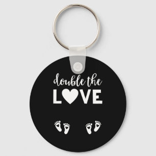 Womens Valentines Day Twin Pregnancy Announcemen V Keychain