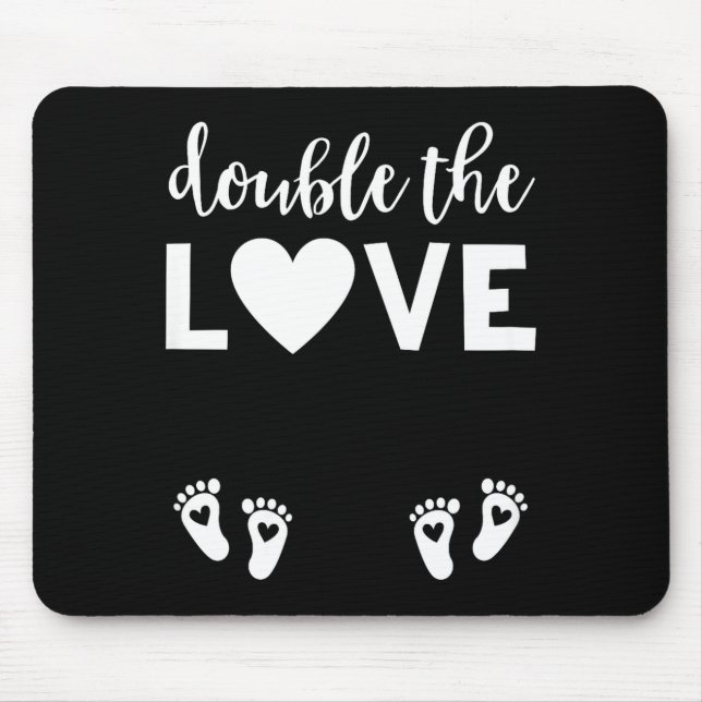 Womens Valentines Day Twin Pregnancy Announcemen V Mouse Pad (Front)