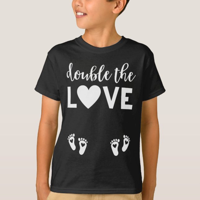Womens Valentines Day Twin Pregnancy Announcemen V T-Shirt (Front)