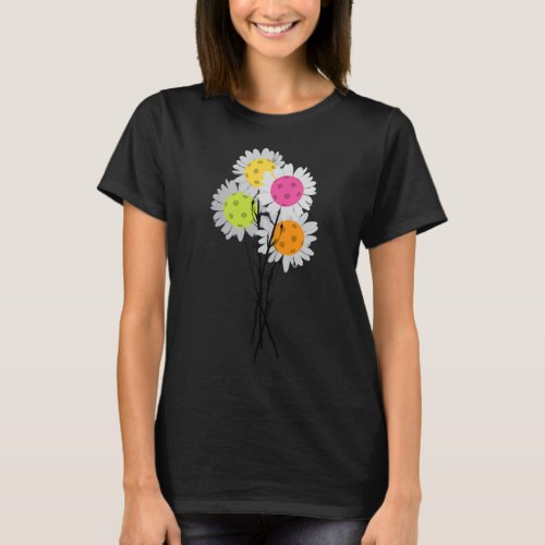 Womens Valentines Mothers Day Pickleball Flower  T_Shirt