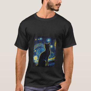 Womens Van Gogh Cat Starry Night Cat for Cat Lover T-Shirt