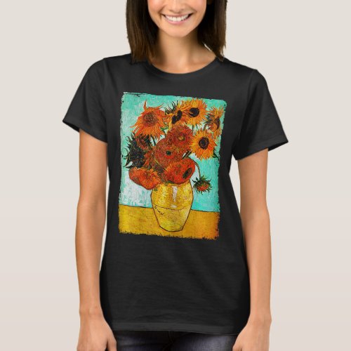 Womens Van Gogh Sunflowers T Shirt Vintage Floral