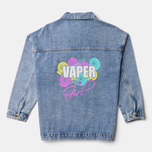 Womens Vaper Girl Design Vape Vaping  Denim Jacket