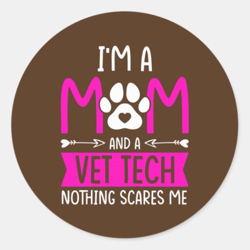 Womens Vet Tech Mom Veterinarian Vet Tech  Classic Round Sticker