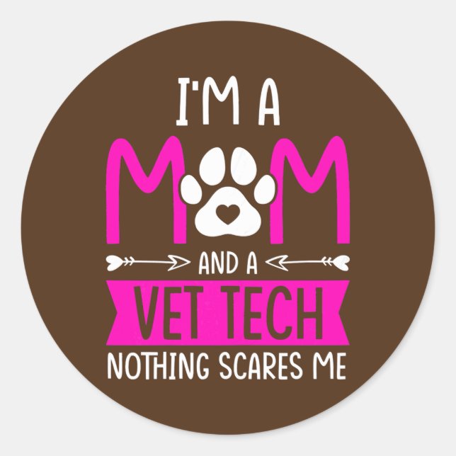 Womens Vet Tech Mom Veterinarian Vet Tech  Classic Round Sticker (Front)