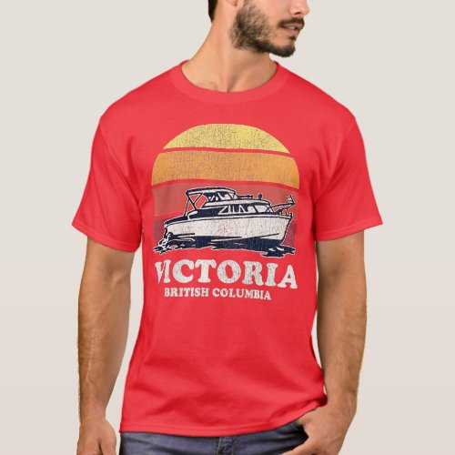 Womens Victoria BC Vintage Boating 70s Retro Boat  T_Shirt