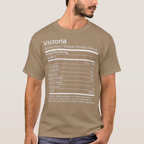 Womens Victoria Funny Name Nutritional Facts  T_Shirt