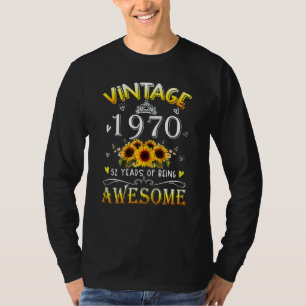 Womens Vintage 1970 Sunflower 52nd B Day 52 Years T-Shirt