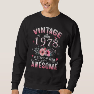 Womens Vintage 1978 Floral 44th Birthday 44 Years  Sweatshirt