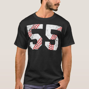 Womens Vintage Baseball 55 Jersey Number VNeck  T-Shirt