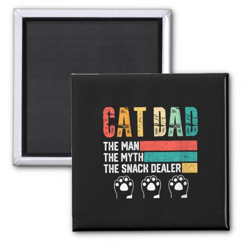 Womens Vintage Cat Dad The Man The Myth Snack Deal Magnet
