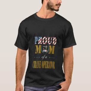 Womens Vintage Flag American Proud Mom of a Crane T-Shirt