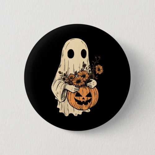 Womens Vintage Floral Ghost Halloween Ghost In The Button