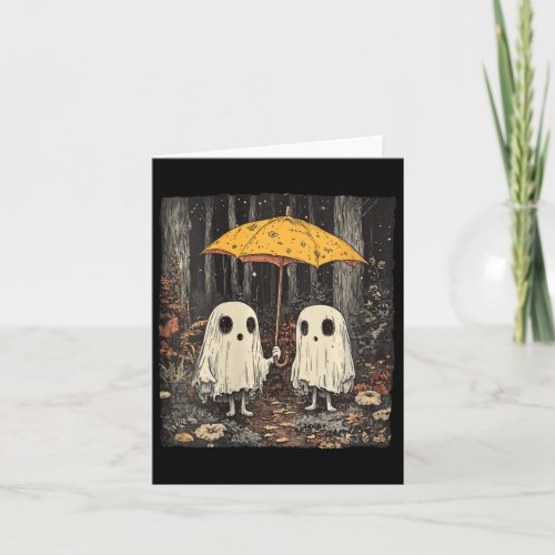 Womens Vintage Floral Ghost Halloween Ghost In The Card