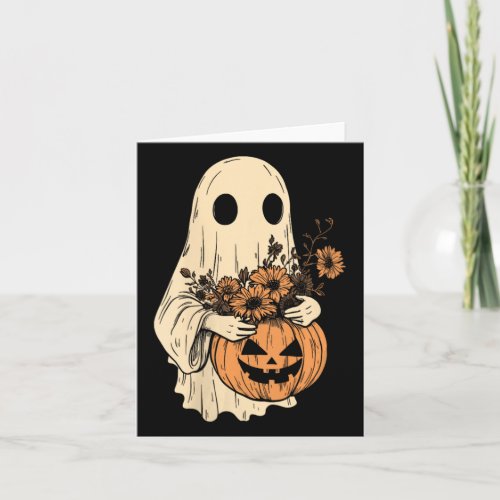 Womens Vintage Floral Ghost Halloween Ghost In The Card